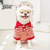 Lightweight Dog Sweater Cute Shirt Striped Collared Clothes Summer Button Up T-Shirt Durable Apparel Soft Breathable Puppy Outfits for Small Medium