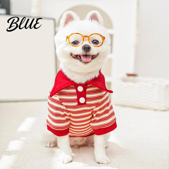 Lightweight Dog Sweater Cute Shirt Striped Collared Clothes Summer Button Up T-Shirt Durable Apparel Soft Breathable Puppy Outfits for Small Medium