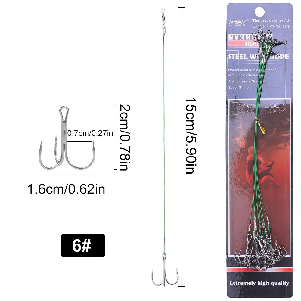 5/10pcs 15/20/25cm Anti-bite Steel Wire Leader Leashes For Fishing 50LB With Swivel Fishing Lure Accessories Pike Bass