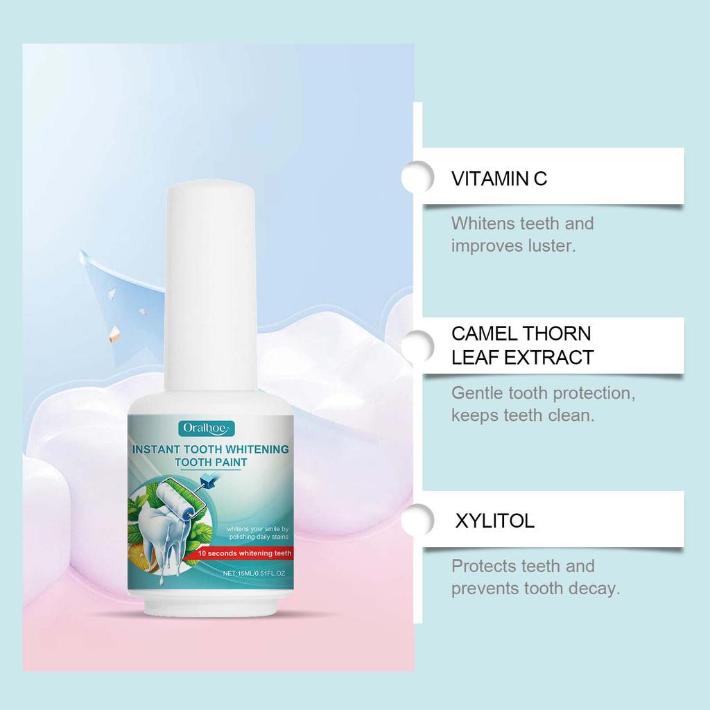 Oralhoe Teeth Stain Remover 15ml Cleans Stains and Plaque, Protects Teeth, and Whitens Teeth.