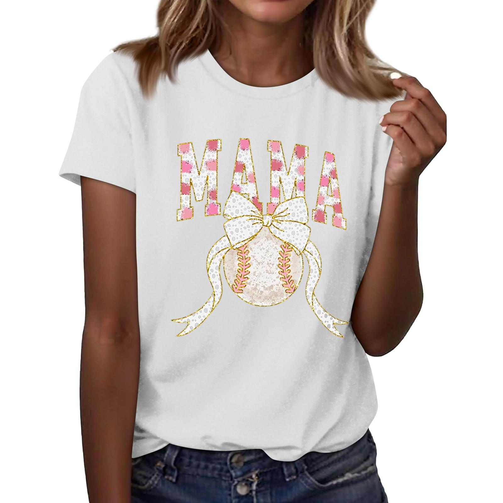 

Женская повседневная футболка с принтом бейсбола, круглый вырез, пуловер, короткий рукав S белый