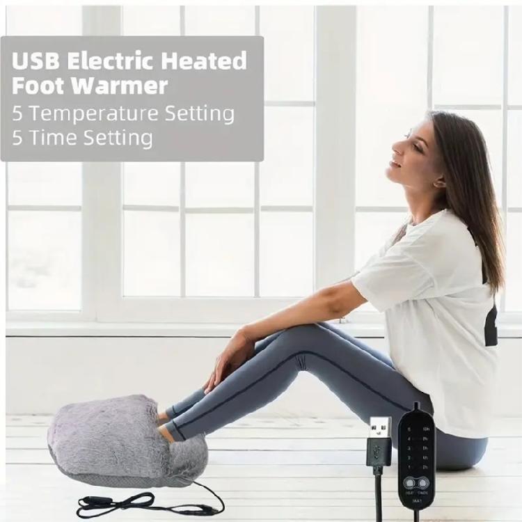 Furry USB Powered Foot Warmers Lightweight Travel Friendly Overheat Protection For Chilly Days Indoor Outdoor Heating