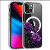 Purple Flower Magnetic Clear Case for iPhone 15/16/17 Pro Max - Full Coverage Protection