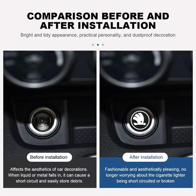 Universal Aluminum Alloy Ignition Cap Button Car Cigarette Lighter Cover 12V Replacement Dustproof Plug For Skoda and Most Cars