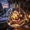 1Pcs Santa Claus Themed Clear Plastic Christmas Ball Ornament Led Light Hanging Decor For Christmas Tree Party Decoration
