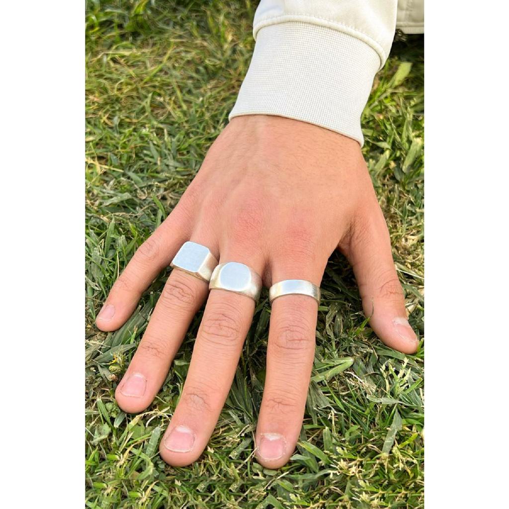 Set Of 3 Knight Silver Plated Adjustable Rings
