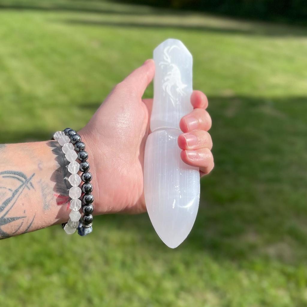 Selenite Crystal Ritual Knife Athame
