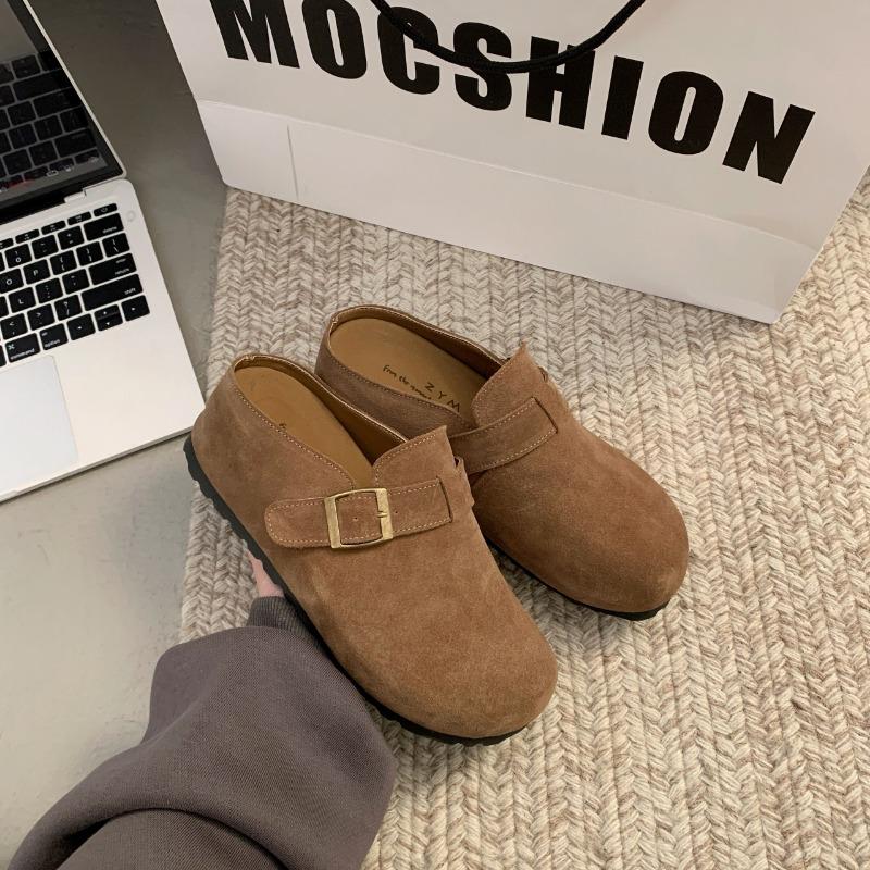 

Ретро сумка голова полутапочки женские новые осенние модные для улицы ленивые универсальные на плоской подошве 40 хаки