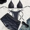 Stippen Sexy 3-delige Bikini Set Vrouwen Zwempak Dames Drie-delige Zwemkleding Strand Zwemkleding Badpakken Braziliaanse Bikini Zwemmer Zwembad