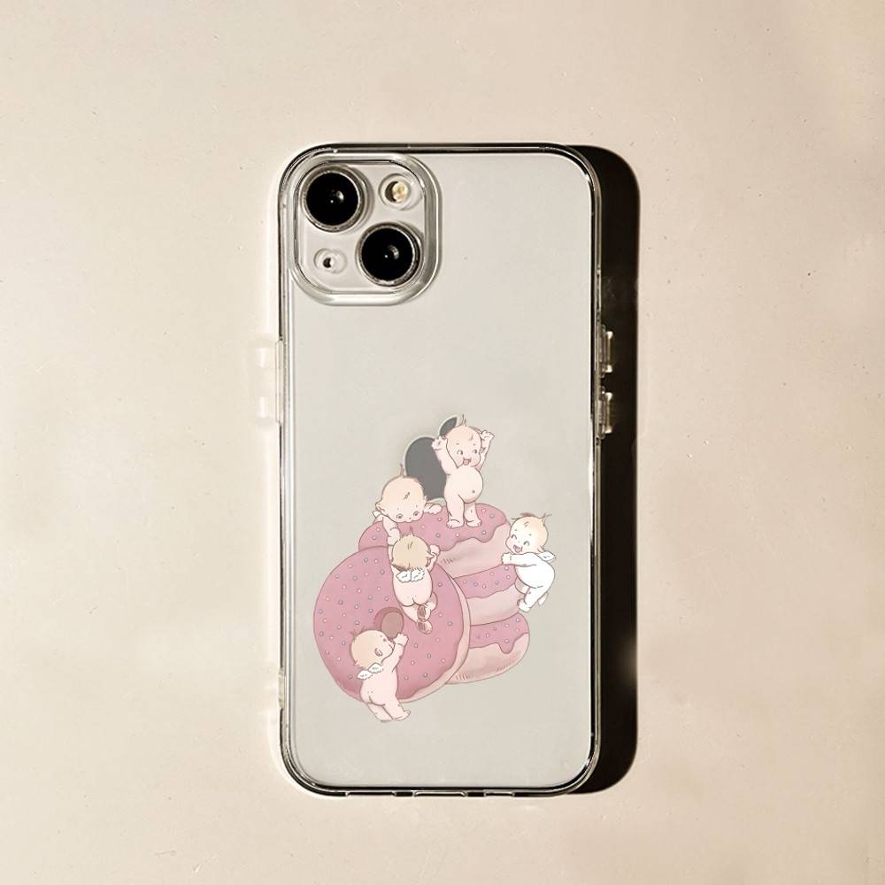 

Cute K-Kewpie Angel Print Phone Case For iPhone 17,16,15,14,13,12,11 Pro,Max,Plus,X,XS,XR,SE4,E Mini Transparent Soft iPhone14