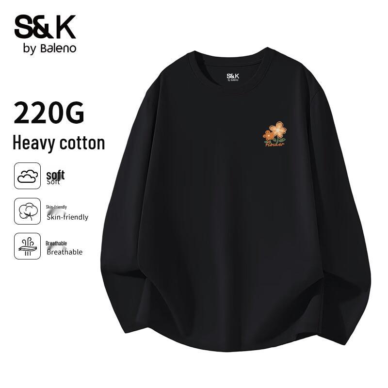 Baleno S&K Series Unisex Pure Cotton Loose Fit Graphic Long-Sleeve T-Shirt XL