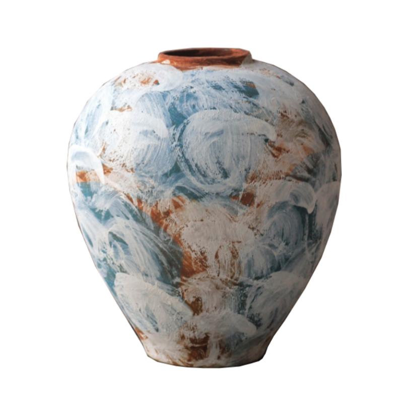 Coarse Earthenware Pot Flower Vase Flower Arrangement Accessories Retro Chinese Ceramic Vase Flowerpot Home Decoration