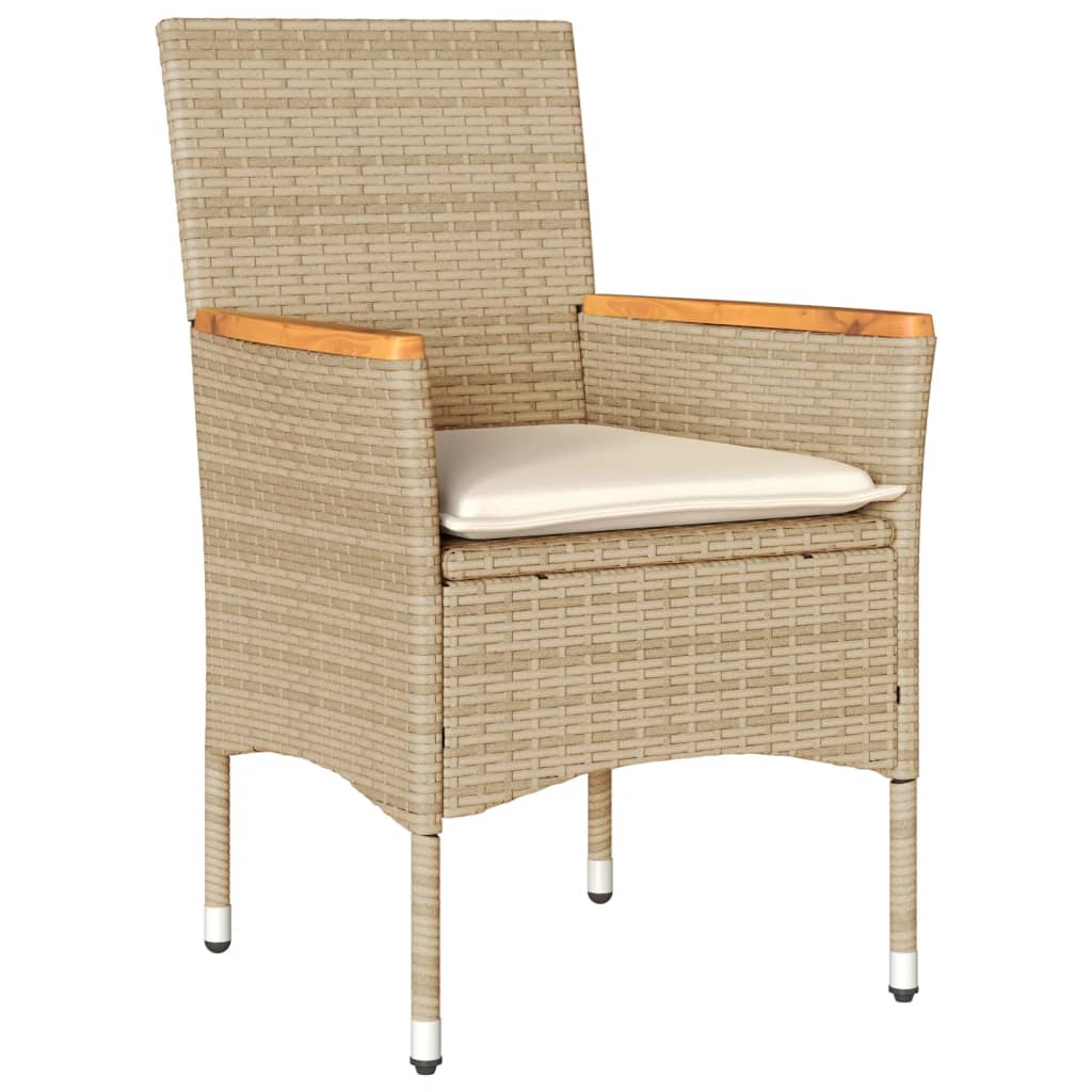 Garden Chairs with Cushions 2 pcs Beige Poly Rattan