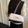 Cartoon Print Bow Shoulder Bag Pleated Cloth Underarm Bags Shopping French Stick Handbag Women