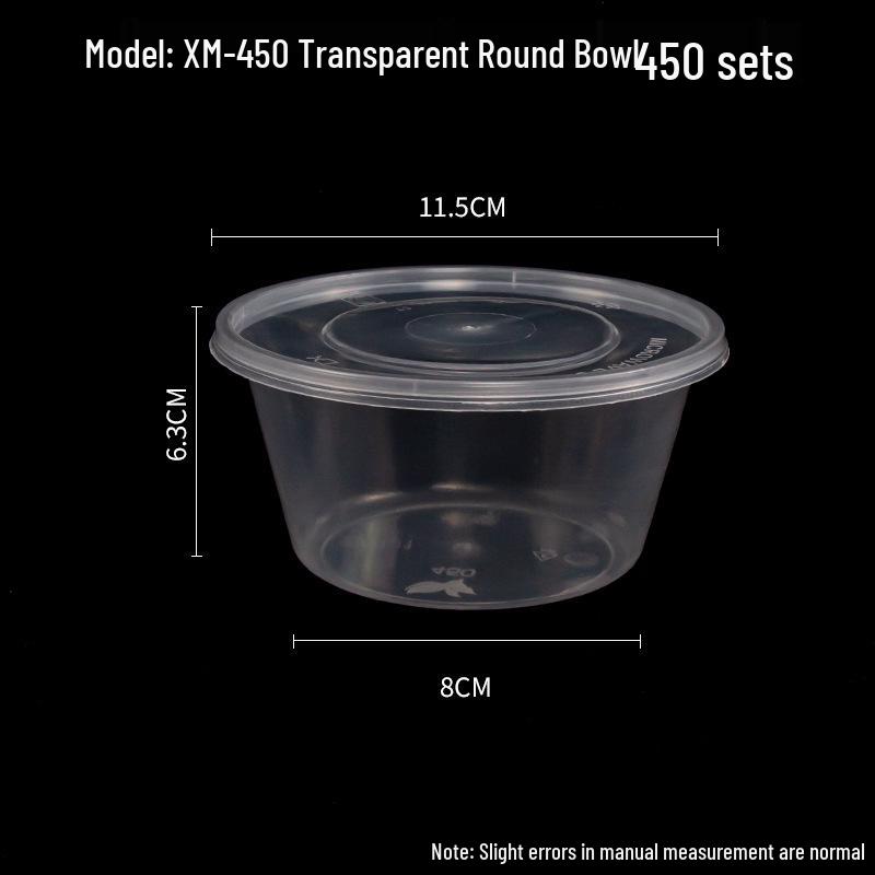 1000ml Round Transparent Plastic Takeaway Food Container with Lid