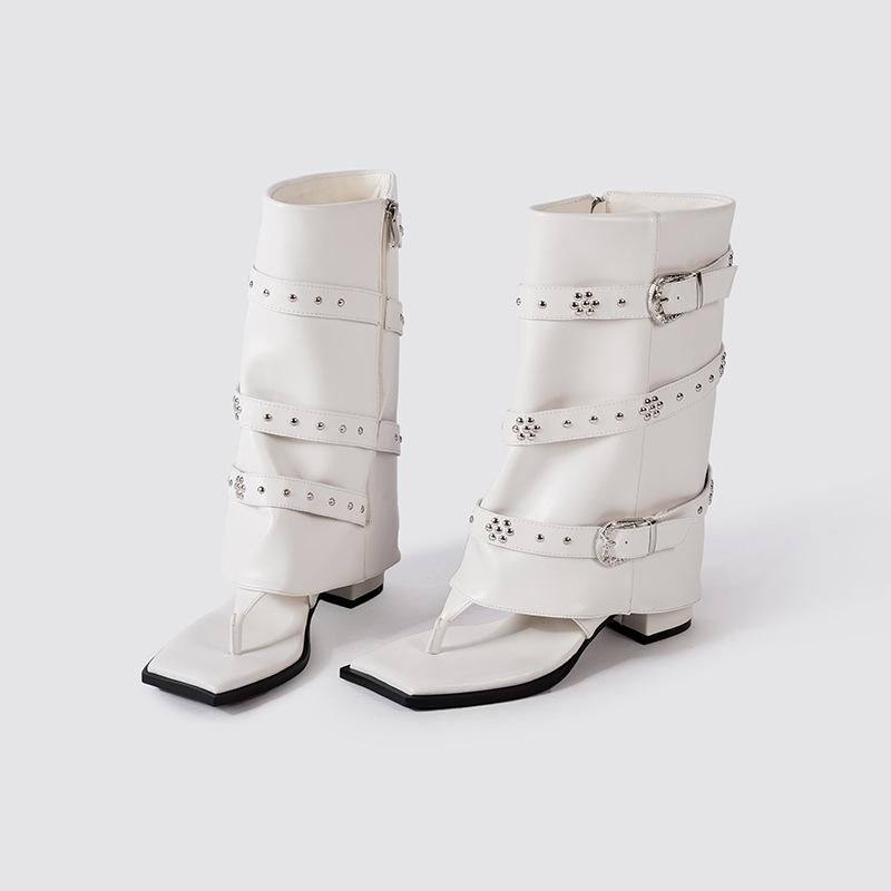 

Фабричная кастомная обувь в панк-стиле с заклепками на носке, крутые ботинки в елочку, женская обувь, лето, новинка, ретро пряжка, ботильоны Spice Girl 40 белый