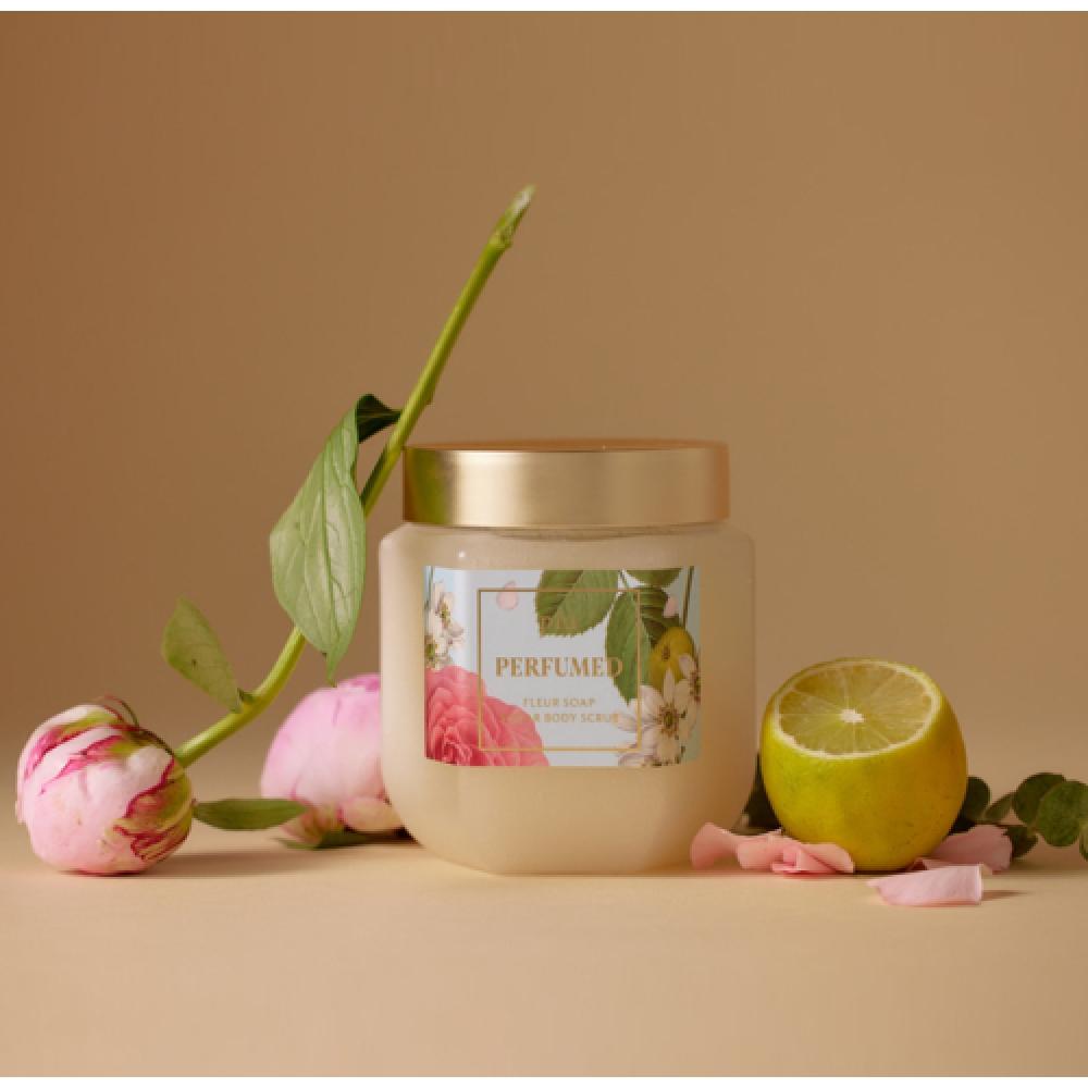 Plu Perfumed Sugar Body Scrub Fleur Soap 500g + Silver Spoons Perfumed Sugar Body Scrub 500g Fleur Soap