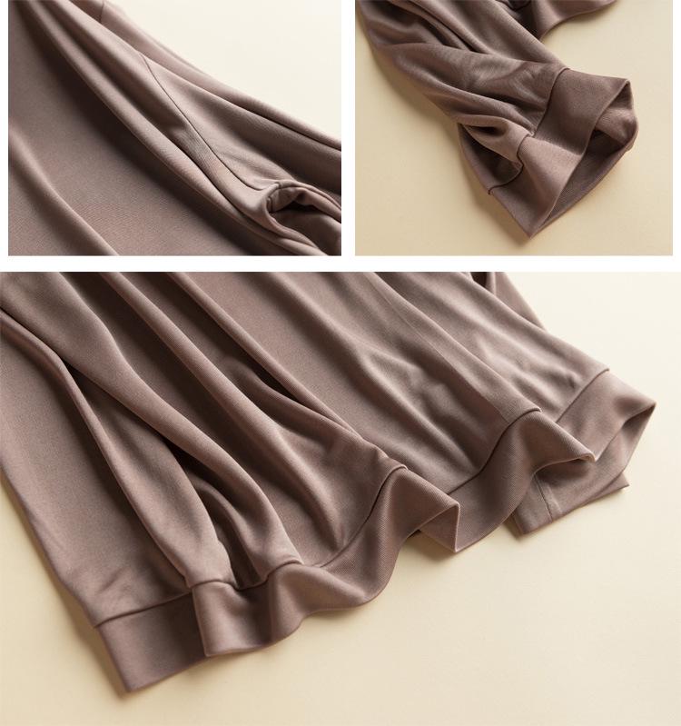 New Women's Silk Long-Sleeve Round Neck T-Shirt - Loose Fit Korean Style for Autumn