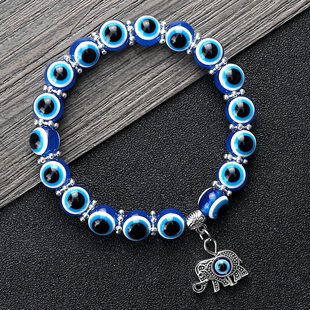 Bohemian evil eye bracelet, for men and women, negative energy beaded bracelet, elastic cord bracelet, handmade lucky jewelry