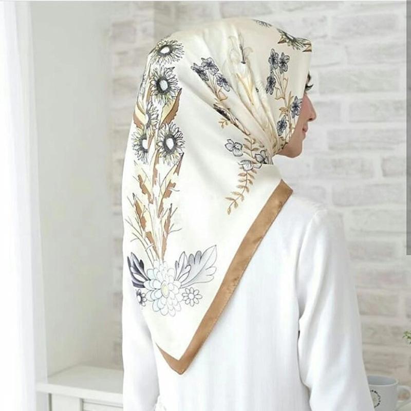 Luxury Design Silk Scarf Square Women Floral Printed Shawl Wrap Spring Summer Neckerchief Hair Band Lady Decor Foulard Bandana