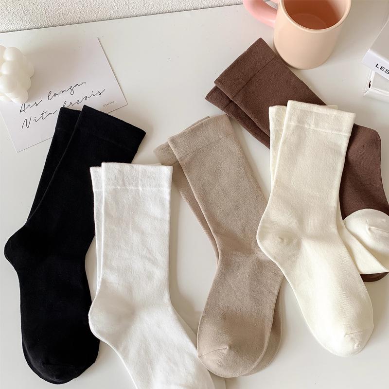 Damskie oddychające bezszwowe skarpetki bawełniane - Wiosna i jesień, styl uniwersytecki