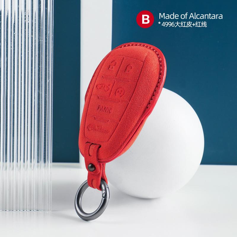Alcantara Suede Car Key Case Cover Shell For Alfa Romeo Giulia Stelvio Mito Giulietta Brera 4C 159 Gta 147 156 Mito 166 Gt Jtd