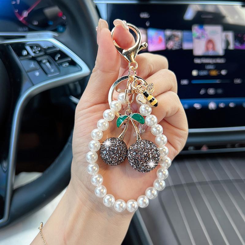 New Pearls, String Cherries, Car Keychain Pendant, Fashion, Diamond Fruit Cherries, Bags, Charms, Bee Accessories