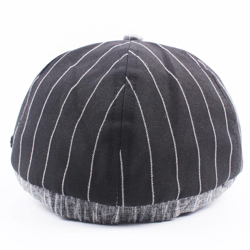Men'S Autumn Cotton Striped Plaid Splicing Forward Cap Women'S Casual Beret Outdoor Visor Cap Cap
