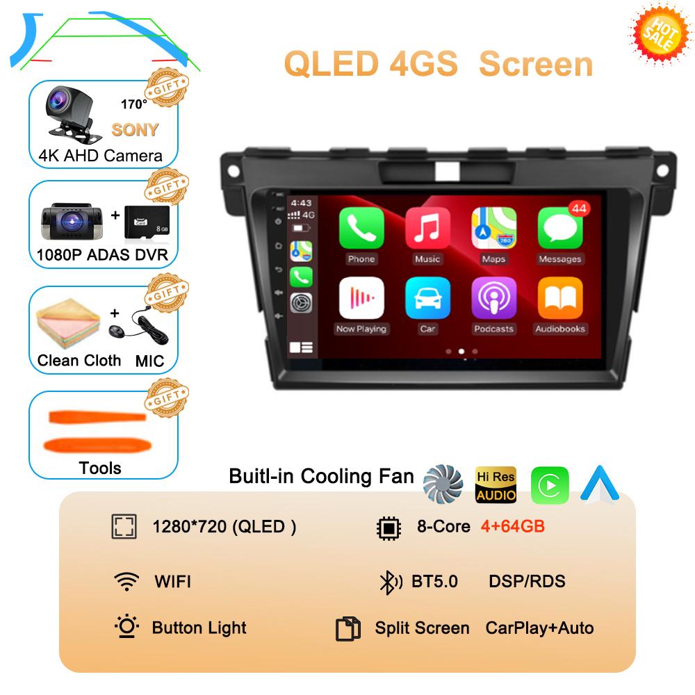 Android 14 DSP Car 2DIN GPS Navigation Radio Multimedia Video Player QLED For MAZDA CX-7 Cx7 Cx 7 2007 2008 2009 2010 2011-2014