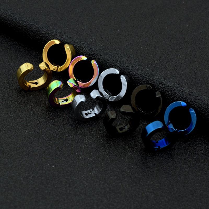 Nicht-piercingende Herren-Ohrclips, Titanstahl Schwarzer Ohrstecker/Ohrring, Japanischer & Koreanischer Stil