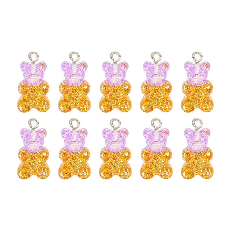 10Pcs Resin Candy Bear Charms Beads for DIY Necklace Bracelet Earrings Jewelry Making