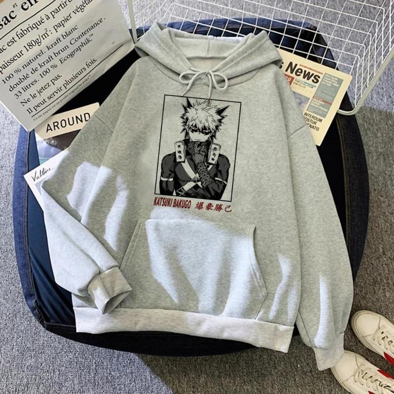Harajuku Anime My Hero Academia Clothes Bakugou Katsuki Print Hooded Men Hoodies Comfortable Streetwear Sweatshirt Hoodies & Sweatshirts Men’s