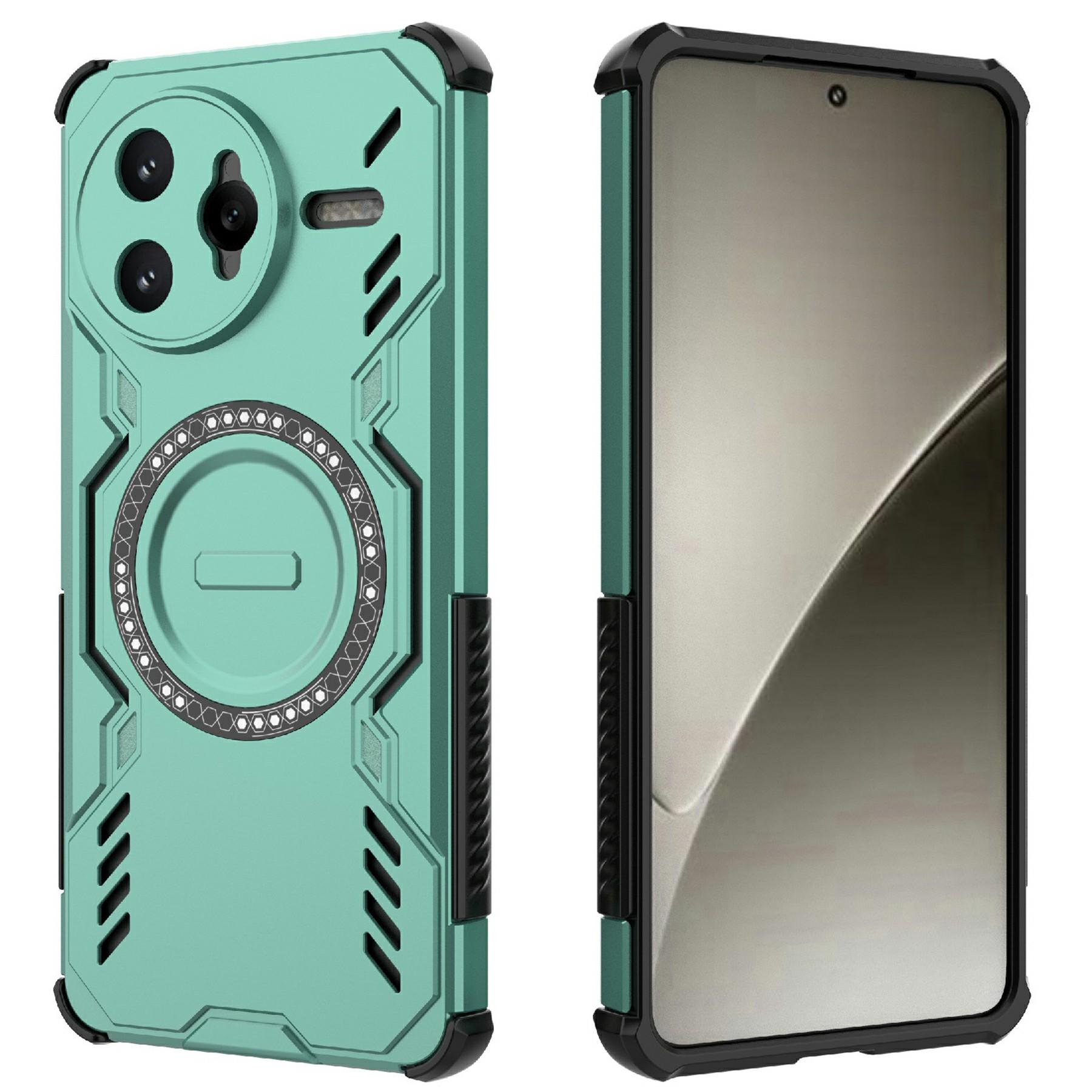 

For Xiaomi Redmi K80 Pro 5G/Poco F7 Ultra 5G Magnetic Case Butterfly Armor Hollow Heat Dissipation PC+TPU Phone Cover Green