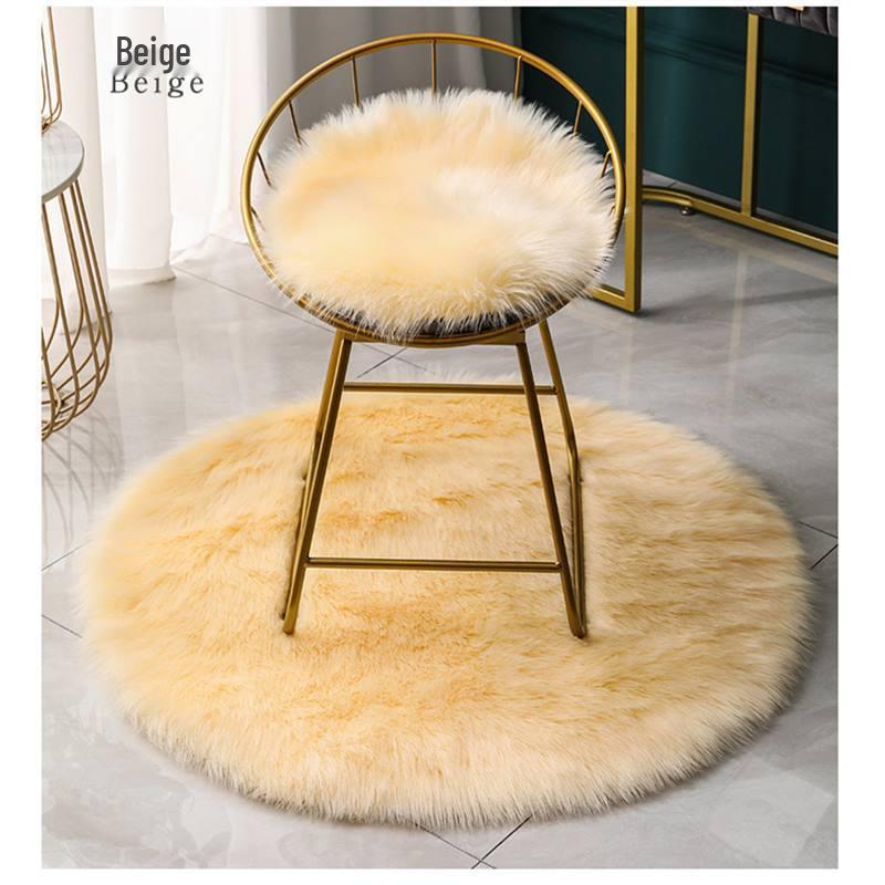 Nordic Plush Round Rug for Bedroom, Chair, and Vanity
