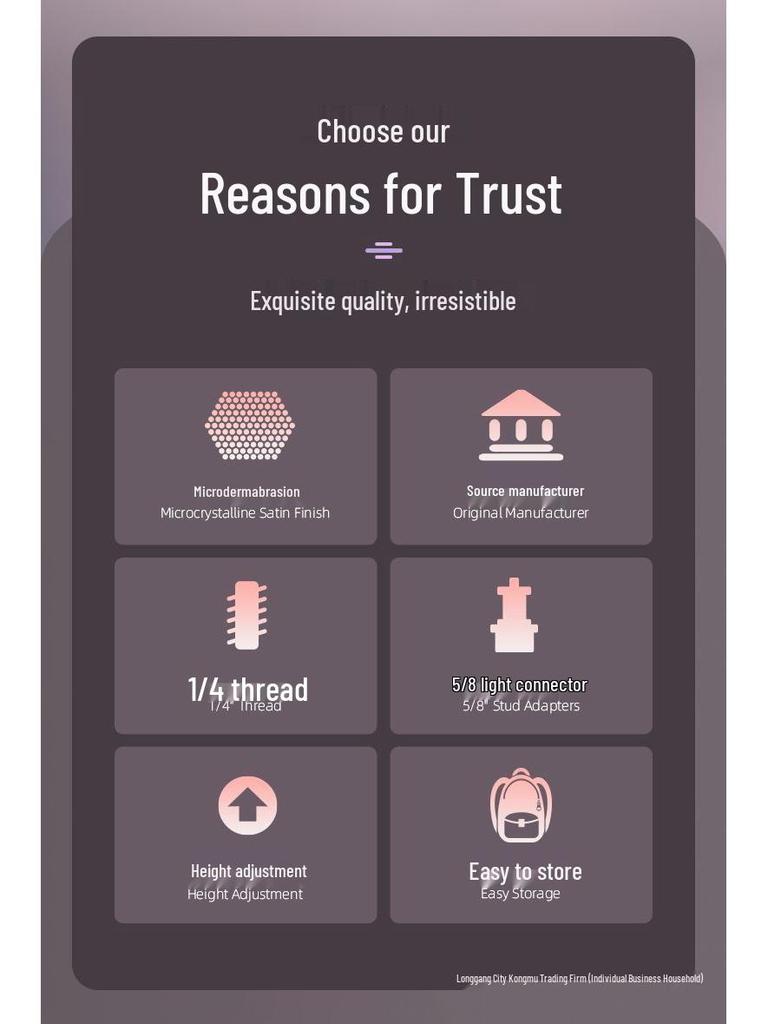 1.7m Portable Pink Tripod with Gilded Micro-Frosted Metal Finish and Phone Fill Light.