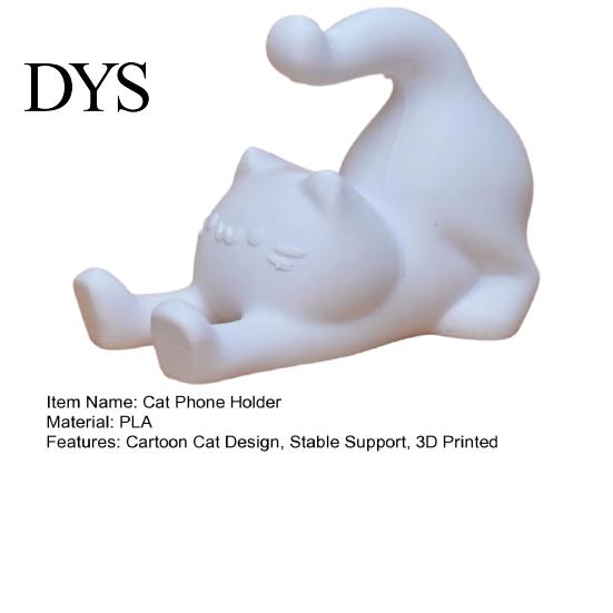 Delicate Texture Phone Stand Stretching Cat Cell 3D Printed Cartoon Hands-free Holder Statue Smartphone for Home Office Desktop Decor Shaped