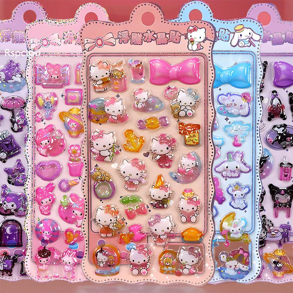 Cute Sanrio Series 3D Relief Stickers Aesthetic Decoration Decals Kawaii Cinnamoroll My Melody Kuromi Cartoon Bubble Sticker Toy