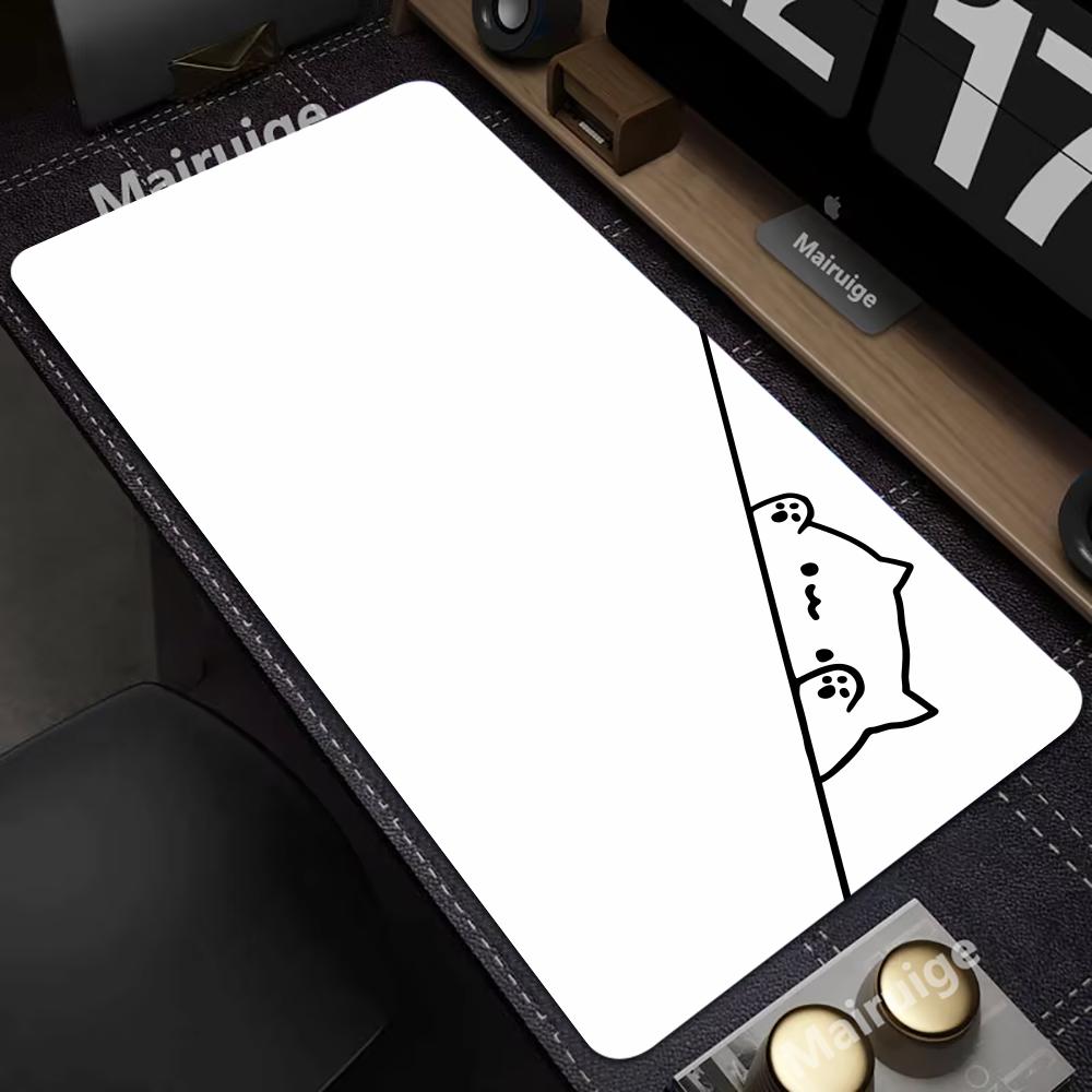 Schwarze Katze Kawaii Mauspads Weiße Schreibtischunterlage Minimalistisches Gaming Laptop Großes Mauspads Anime Büro Teppich Gamer Tastatur Mauspads