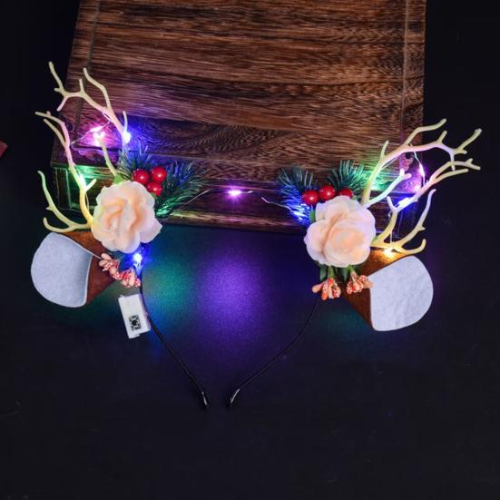 Christmas Hair Hoop Flower Butterflies Decor Antlers Design LED Light Headband Parties Performances Accessory