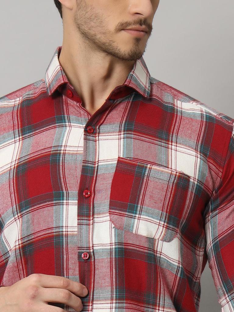 Bigreams Men's Yarn-Dyed 100% Cotton Slim Fit Checkered Flannel Shirt For Full Sleeve Shirt
