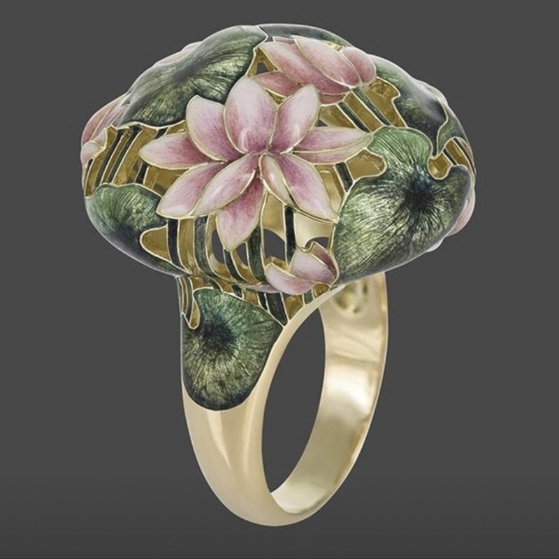 

Новая Мода Женский Горячо Продаваемый Циркон Золотой Ретро Стиль Расписанное Маслом Женское Кольцо Оптом Циркон для Женщин 5