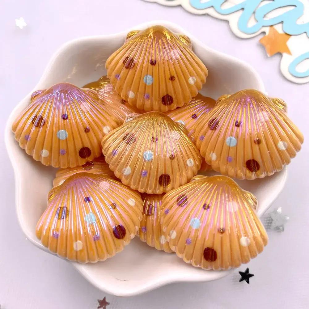 8pcs AB Resin Colorful Flower Shell Figurines Flat Back Cabochon Stone Scrapbook Home Crafts DIY Jewelry Making Accessories