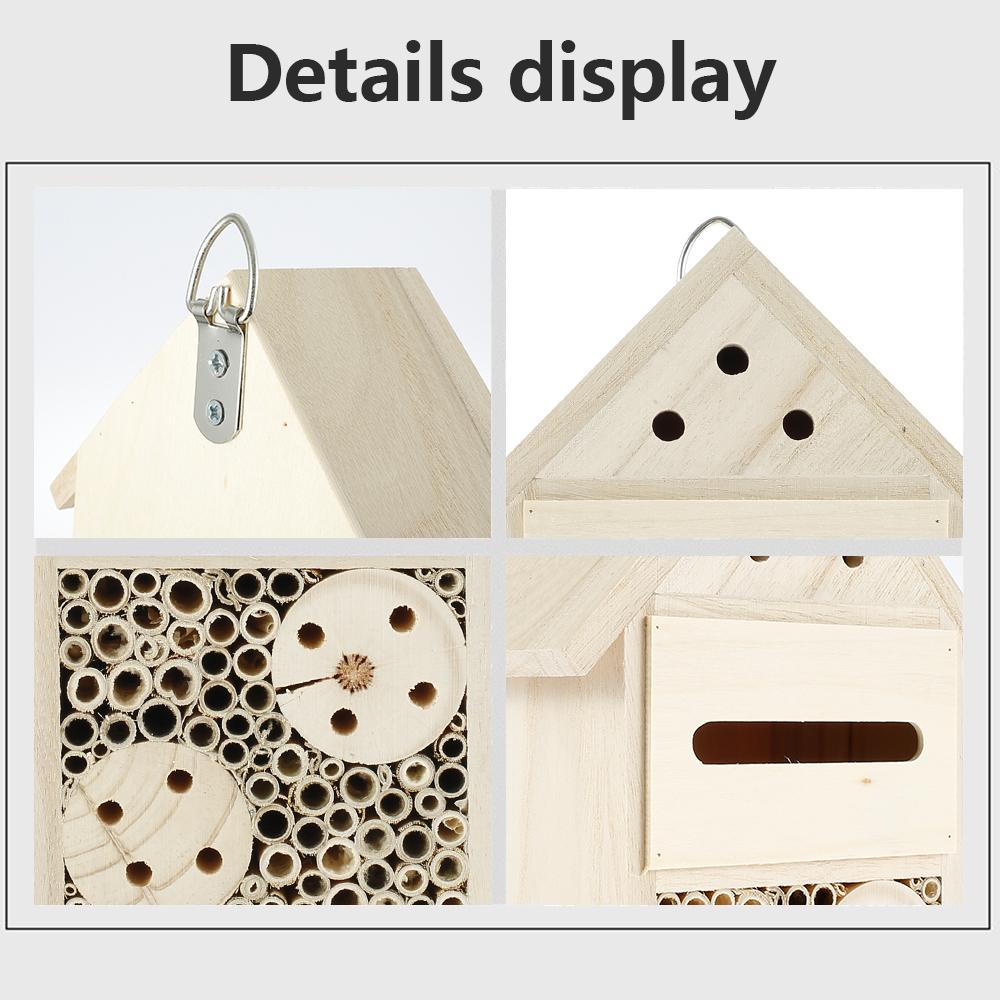 Wooden Insect Bee House Butterfly House Insect Hostel Garden Outdoor Hanging Hive House Natural Wood Bug Shelter Nest Box