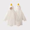 1 set Gåsfiltshoodie, Unisex Tecknad Pyjamas Set, Överdimensionerad Mjuk Varm Bodysuit med Gul Näbb Design, Vinterfest Sovkläder för Vuxna Barn