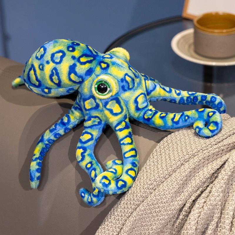 30cm Kawaii Simulierte Blaue Leopardenmuster Oktopus Plüschtier Weiches Buntes Tiefsee Kuscheltier Dekoration Kinder Jungen Mädchen Geburtstagsgeschenk 30cm