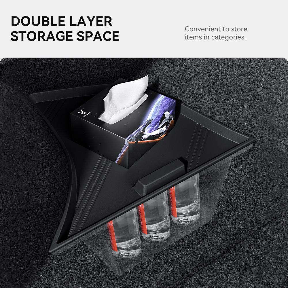 YZ For Tesla Model 3 highland 2024-25 Rear Trunk TPE Storage Box with Cover Tail Boot Organizer Partition Decoration Accessories