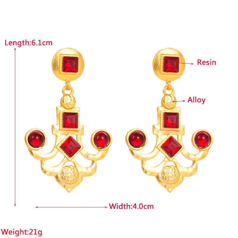 Women Retro Drop Earrings Titanium Steel Alloy Pendant Earrings Acrylic Crystal Bead Anchor Shape Geometric Ear Ornaments