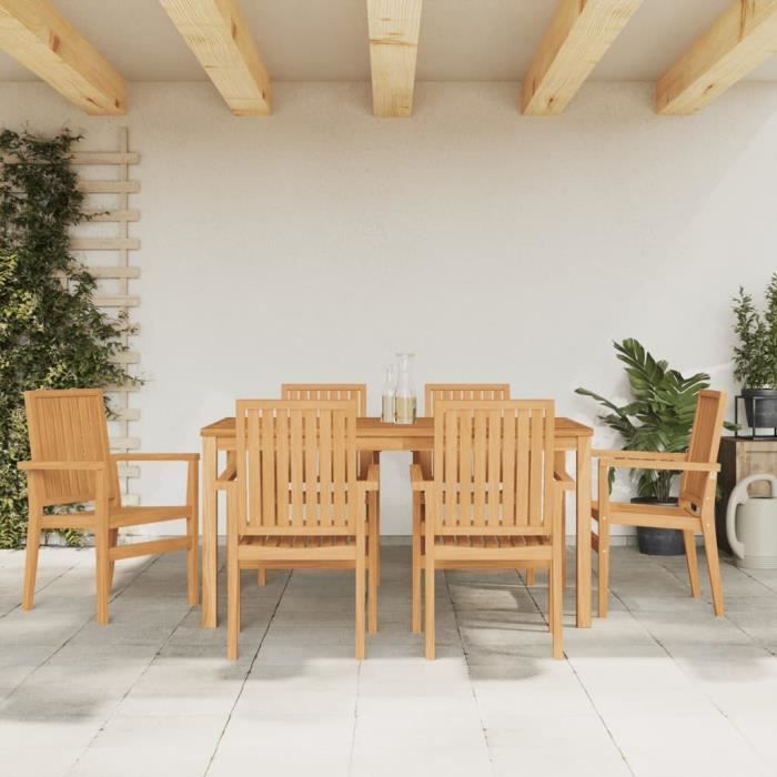 VidaXL Chaises de jardin empilables lot de 6 56,5x57,5x91 cm bois teck 3157902