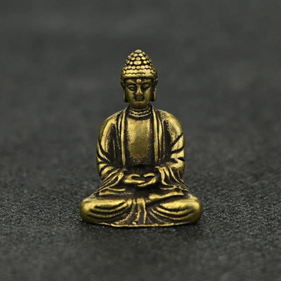 1 Pcs Mini Exquisite Pure Copper Trumpet Home Sakyamuni Car Decoration Bronze Statue of Buddha Home and Office Decorations
