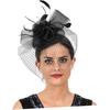 Milisten Decorative Hat with Floral Mesh Headband Cocktail Tea Party Hair Accessory for Women Wedding Special Occasion Black